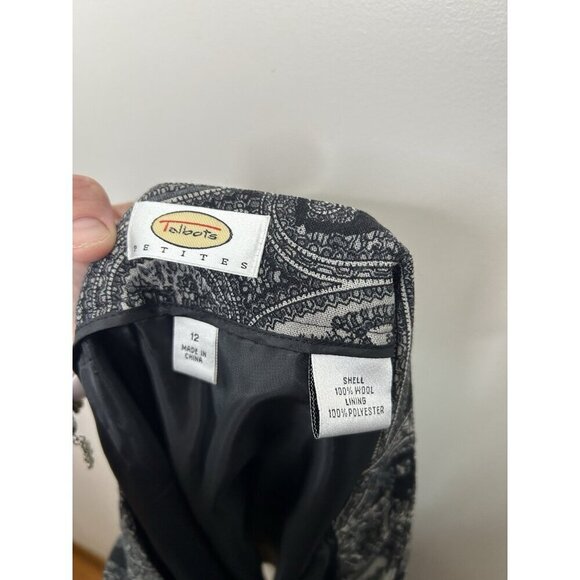 Talbots Midi Skirt Black Women Petite Classic Career Office Wool Size 12P - Picture 9 of 9